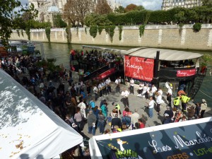 View of Marché Flottant and Brass Band from Bridge
