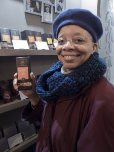 Monique Y. Wells Displays Bar of El Rey Chocolate